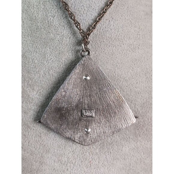 Vintage Signed Celebrity Necklace Brushed Pewter 24-Inch Chain MidCentury Design - Picture 2 of 3